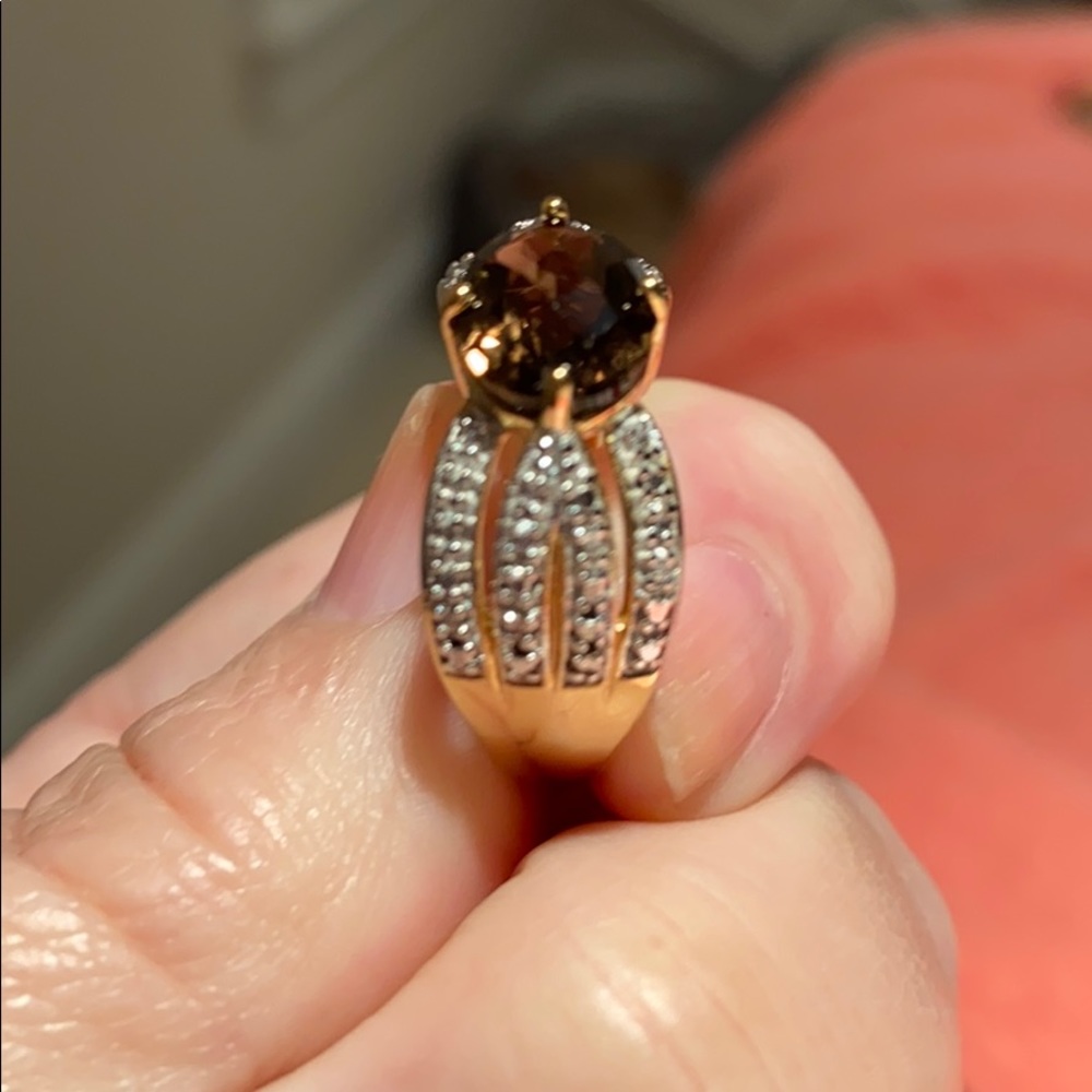 Genuine Smokey Quartz Oval East/West setting Ring - Picture 6 of 10